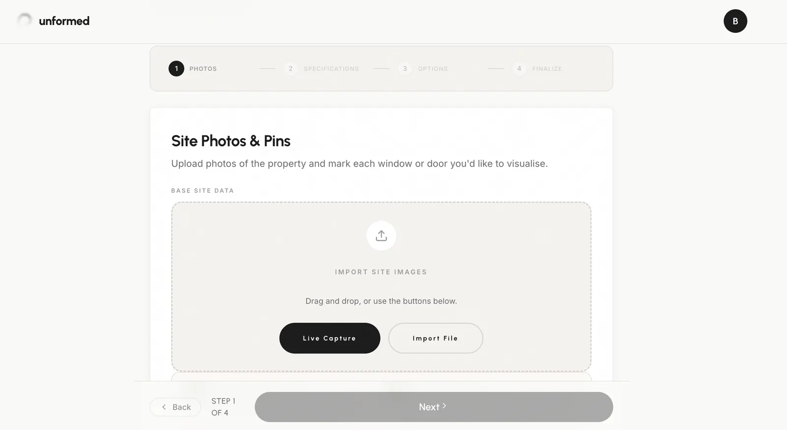 The marking step with the property photo.